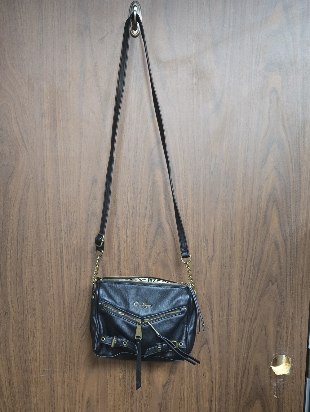 Jessica Simpson Black Faux Leather Crossbody Purse